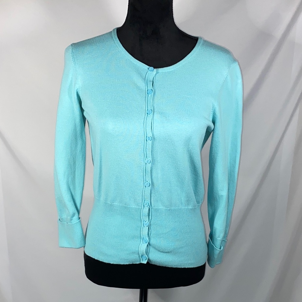The Limited Aqua Blue Cardigan Sweater Womens Medium Button Front